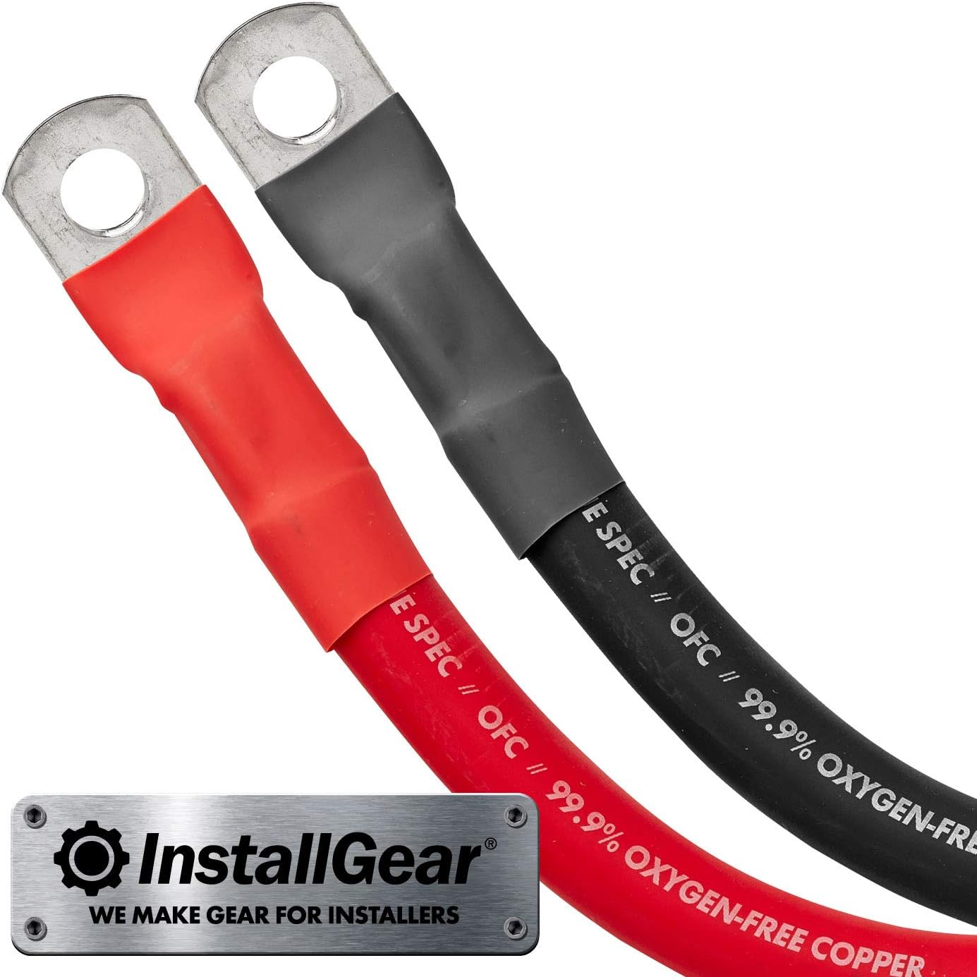🔥 Flash Sale InstallGear 1/0 Gauge 2ft OFC Battery Power Inverter Cables for Solar, Auto, RV & Marine (Set)