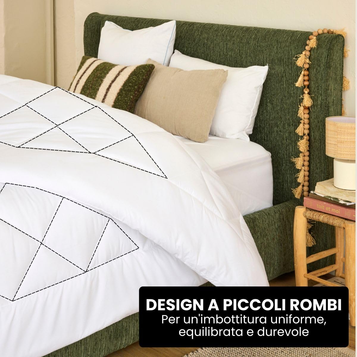 DREAMWAY Piumino Letto Matrimoniale 220x240 cm 4 Stagioni – Trapunta in Microfibra 300 gsm Morbida e Traspirante per Autunno/Inverno – Bianco, Certificata Oeko-Tex, Lavabile in Lavatrice