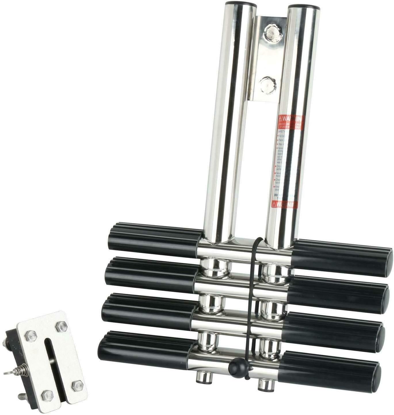 ISURE MARINE Heavy Duty 4 Steps Boat Marine Sport/Diver Ladder 316 Stainless Steel Dual Vertical Telescoping Tube with 2.5" Transom Mounting Extension Shim (4 Step Ladder)