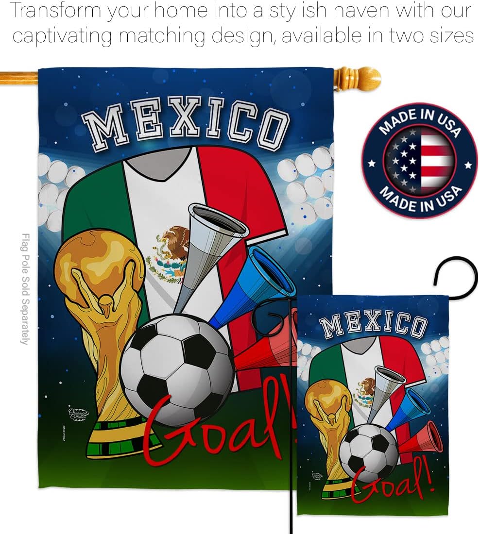 World Cup Mexico Mexican Banner Room Wall Art Patio Porch Lawn Garden Flag Outdoor Decorations Tapestry Yard Signs FIFA Gifts Sports Fan Trophy Soccer Game Football, Made in USA