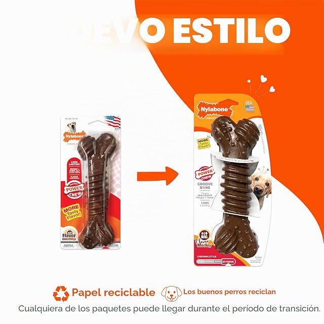 Foto 2 de 8 de Nylabone Juguete masticable en Forma de Hueso para la higiene Dental de Perros con mordida agresiva