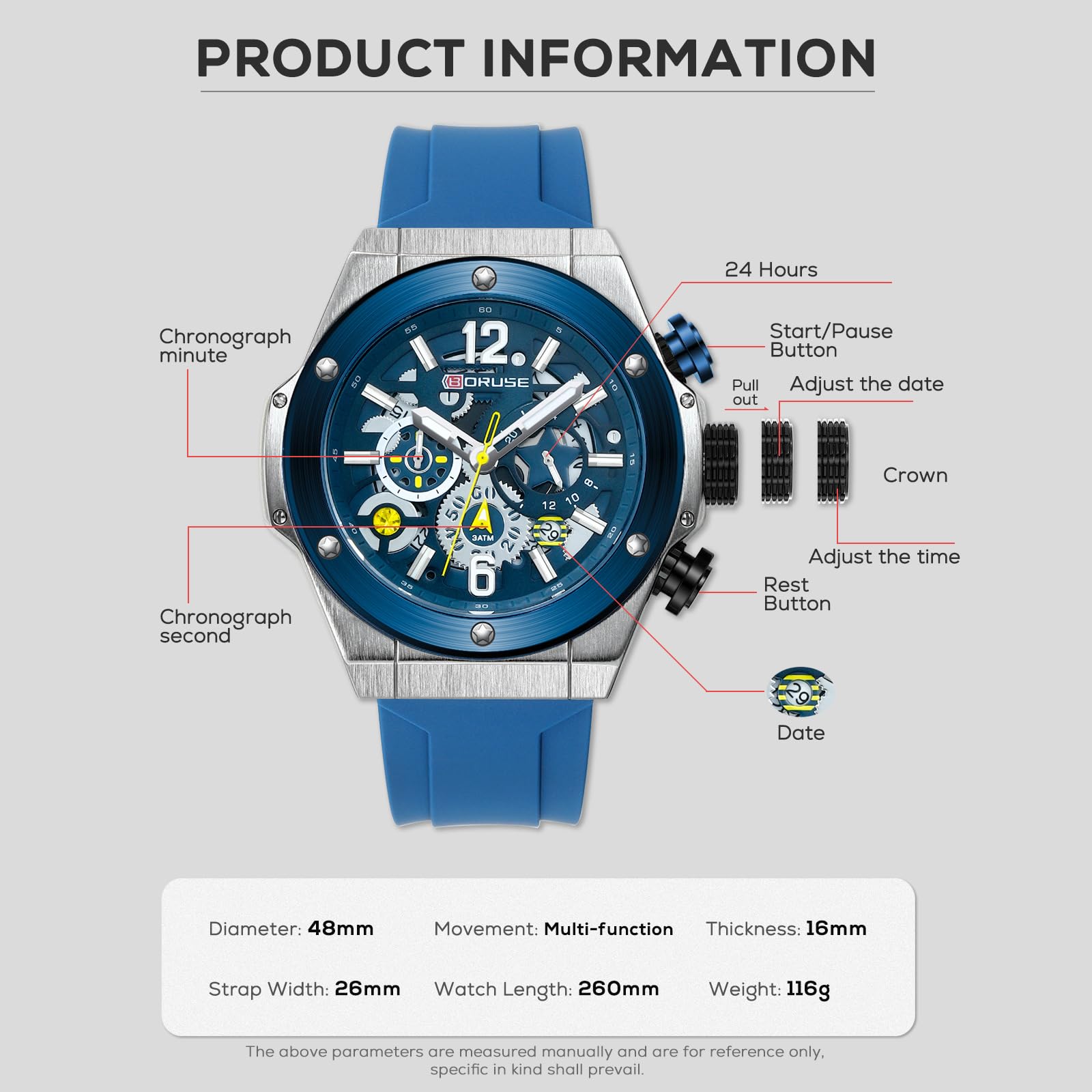 Montre chronographe élégante pour homme, étanche, lumineuse, bracelet en silicone, multifonction, pour homme d'affaires, sport, décontracté