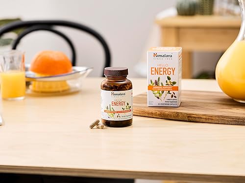 Miniatura 7 de Himalaya Hello Energy Suplemento de hierbas con Ashwagandha, Amla, Haritaki, apoyo energético diario, positividad, metabolismo, sin cafeína, sin