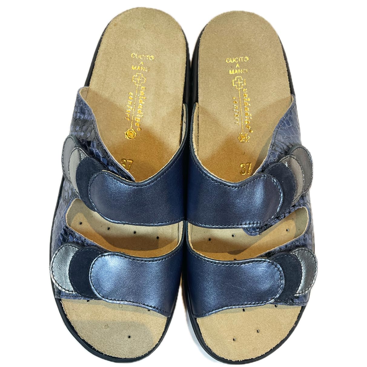 Comfort DONNA sandali in pelle Tylor con doppio strappo e plantare sanitarie produzione qualità EU