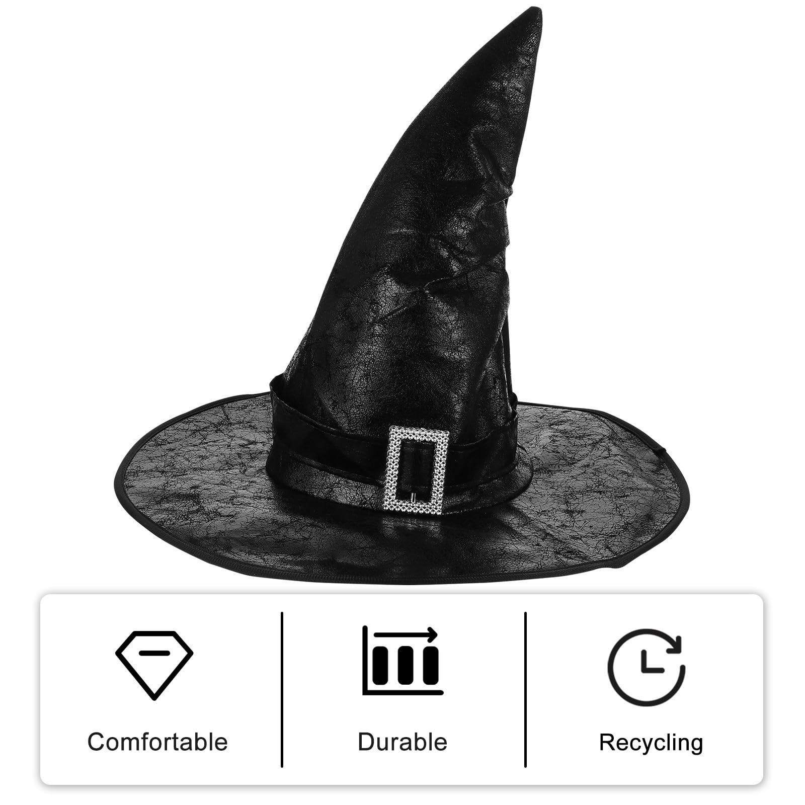 Abaodam 5 Pezzi Cappello da Strega Nero in Cuoio Resistente e Confortevole per Costume di Halloween Accessori Eleganti per Feste e Carnevali Atmosfera Festiva