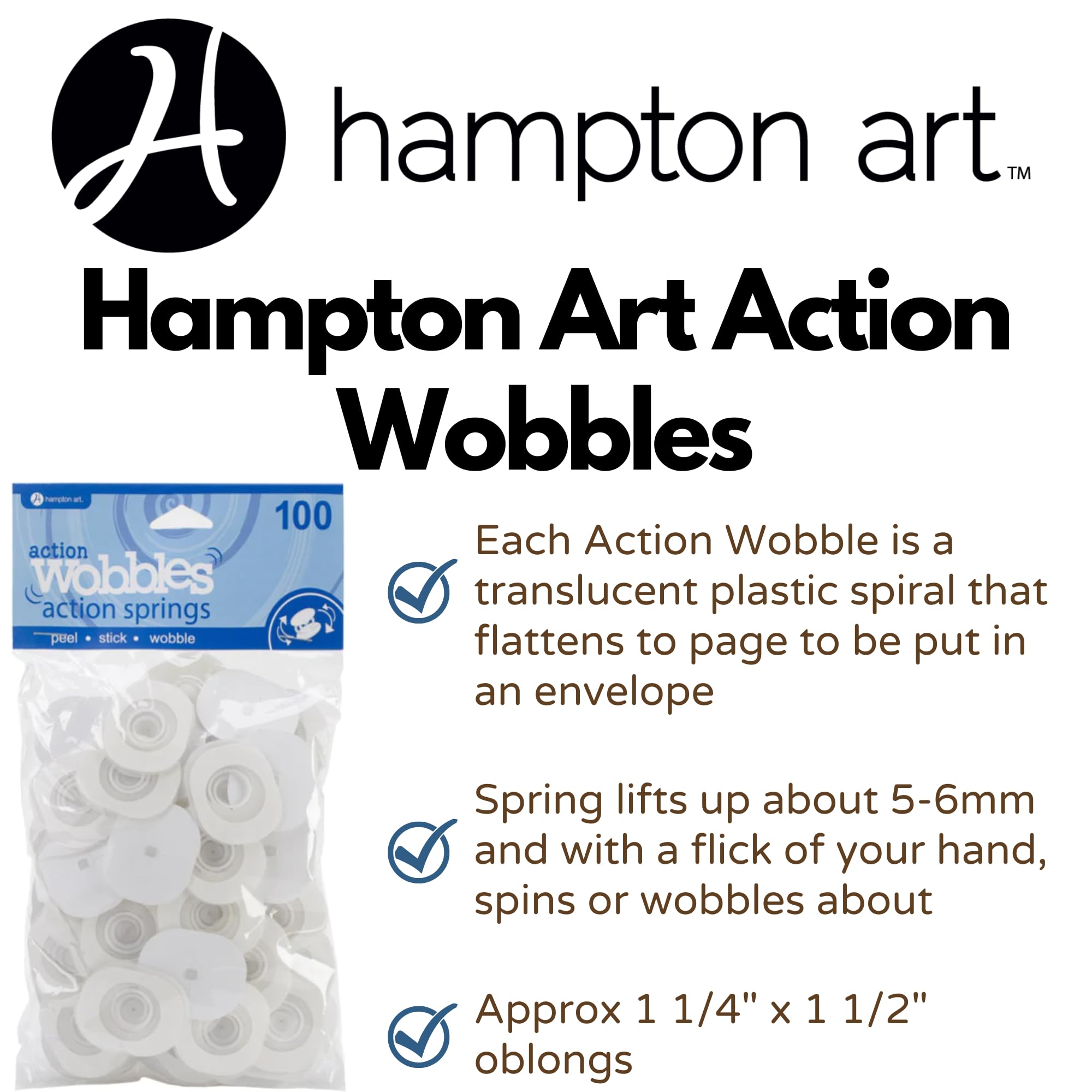 Hampton Art Action Wobbles Standard 100 pieces, Action Wobbler, Wobble Kit, Wobblers for card making, Craft Springs, Action Wobblers for Cards, Action Wobble Springs - Image 2