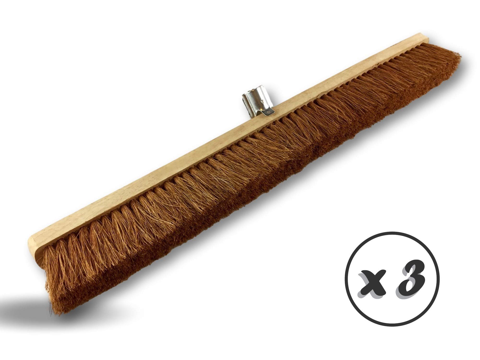 Miotła warsztatowa typu kantonier | Zestaw 3 | Track Outdoor | Długość 80 cm | Wypełnienie z naturalnego włókna kokosowego | Drewniana podeszwa | Metalowe tulejki Ø 28 mm | Bez uchwytu | Kibros 2080x3