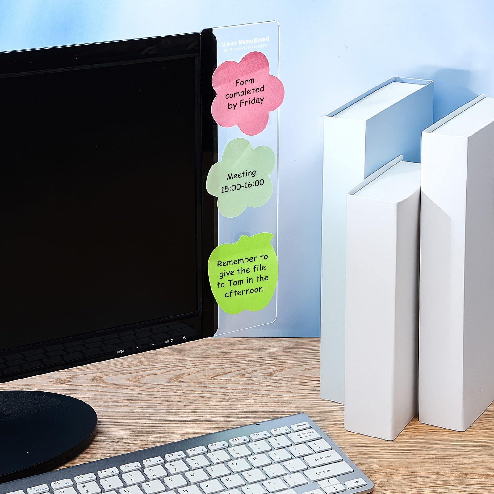 Monitor per computer, bacheca per messaggi, schermo, memo board, supporto superiore, supporto per appunti, messaggi, memo panel, per ufficio, sinistra e destra (24 pezzi)