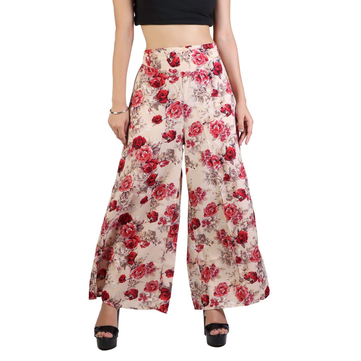 OMIKKAFloral Print Crepe Pants
