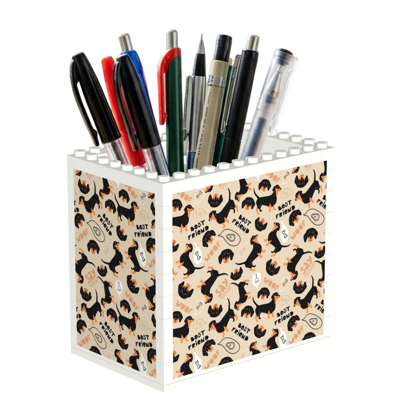 Poadnly Dachshund, Pen Pot Pencil Holder for Office Home School, Compact Desk Organiser for Office Stationery