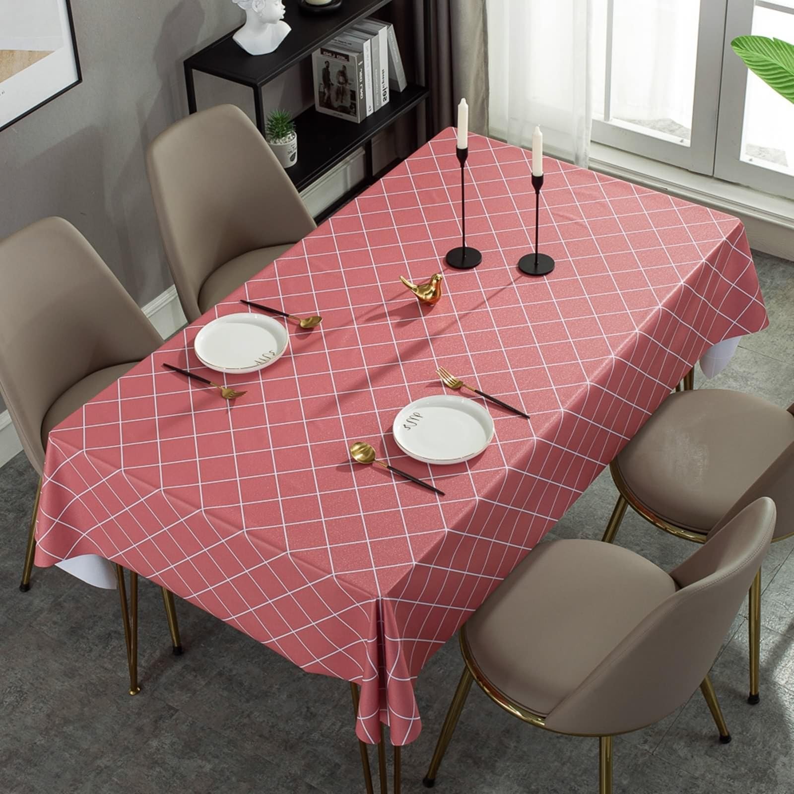 Nappe decoration table rose 140x300 pour repas de famille conviviaux