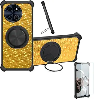 対応 Hotwav Note 16 ケース Phone Case [1枚 9H+硬度強化 ガラスフィルム][360°回転式スタンド、マグネット式]CX-23-HEI