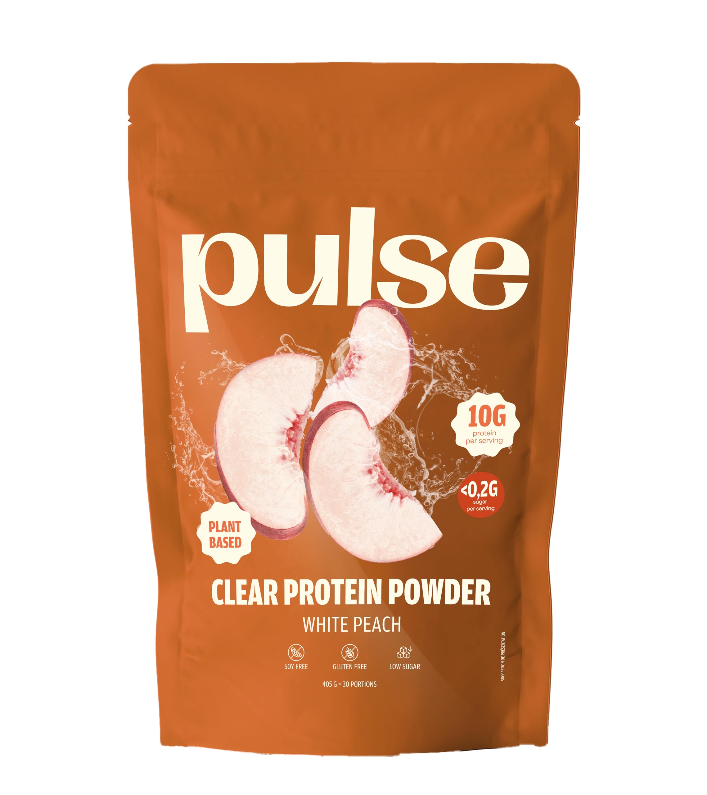 Protéine Transparente, Saveur Rafraîchissante De Pêche, 405g | Clear Protein 100 % vegan, isolat de protéine de pois de haute qualité, sans sucre, faible en calories, 10 g par portion