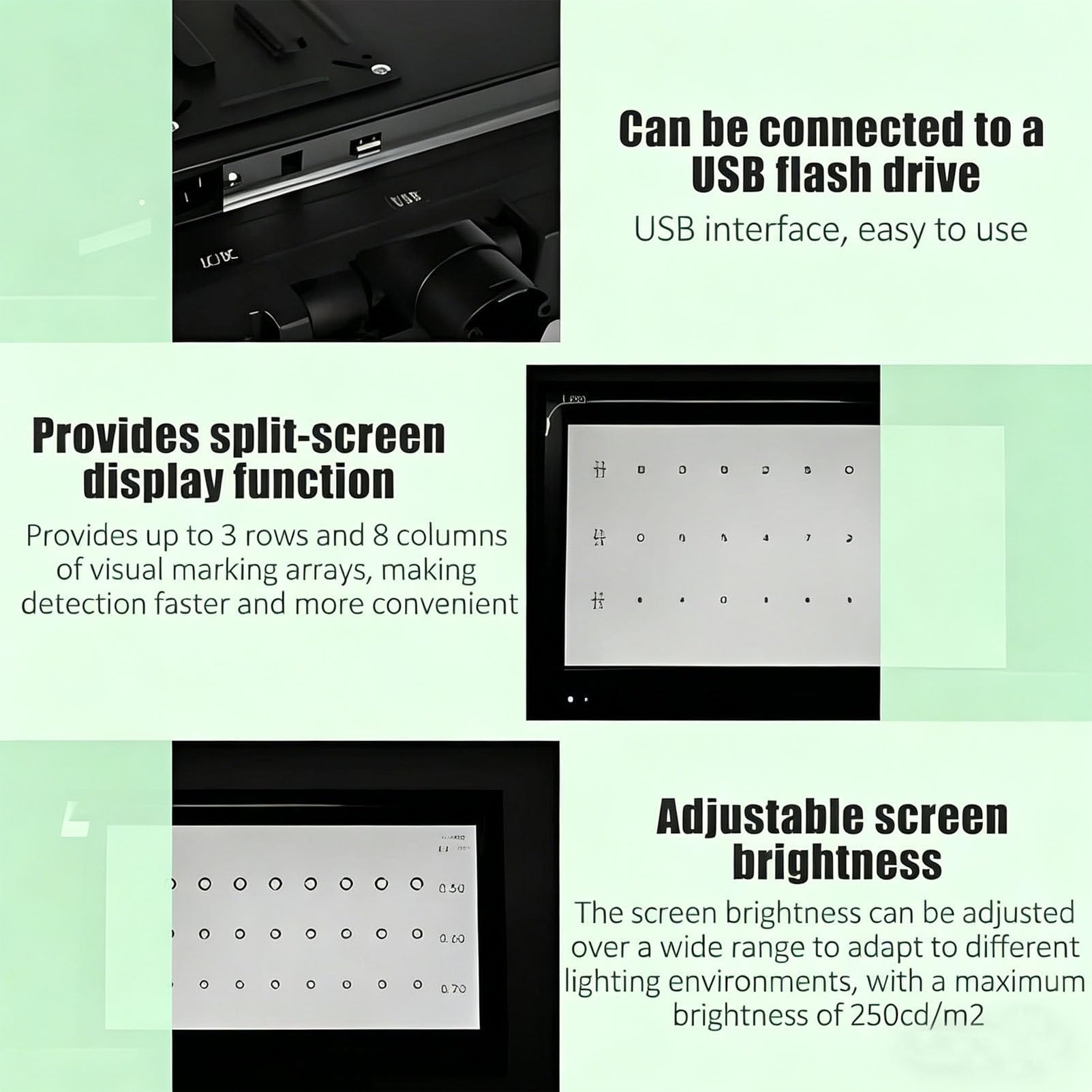Tableau d'acuité visuelle numérique, Tableau de Test oculaire LCD, Moniteur Optique LCD ophtalmique, Distance de Test réglable de 1 à 6 m, pour Usage Professionnel en optométrie 21.5in