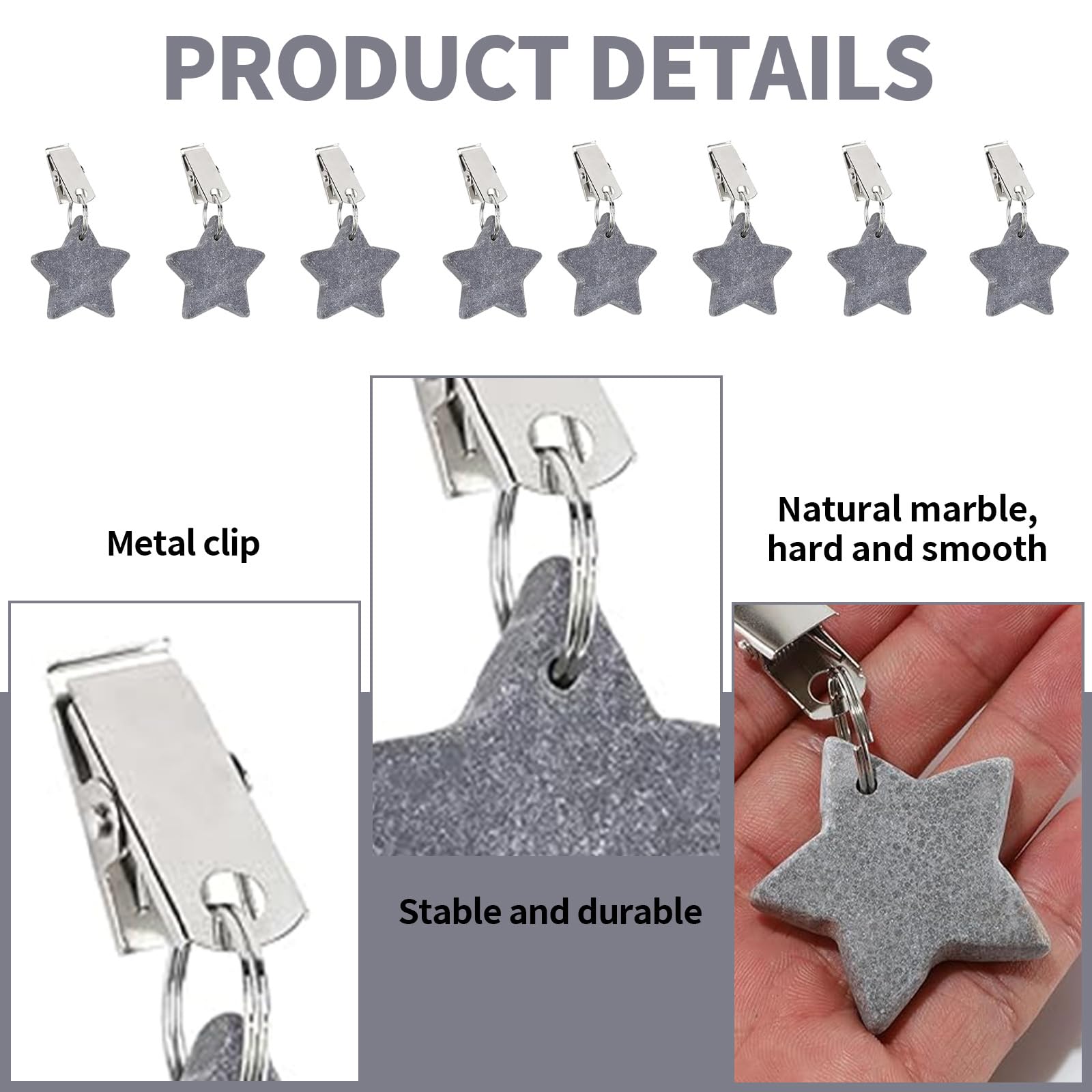 Pesos para Manteles, Pinzas Mantel Mármol, Pesas para Manteles en Perchas con Pinzas, para Mesas Decorativas, de Exterior, de Picnic, para Cenas Familiares
