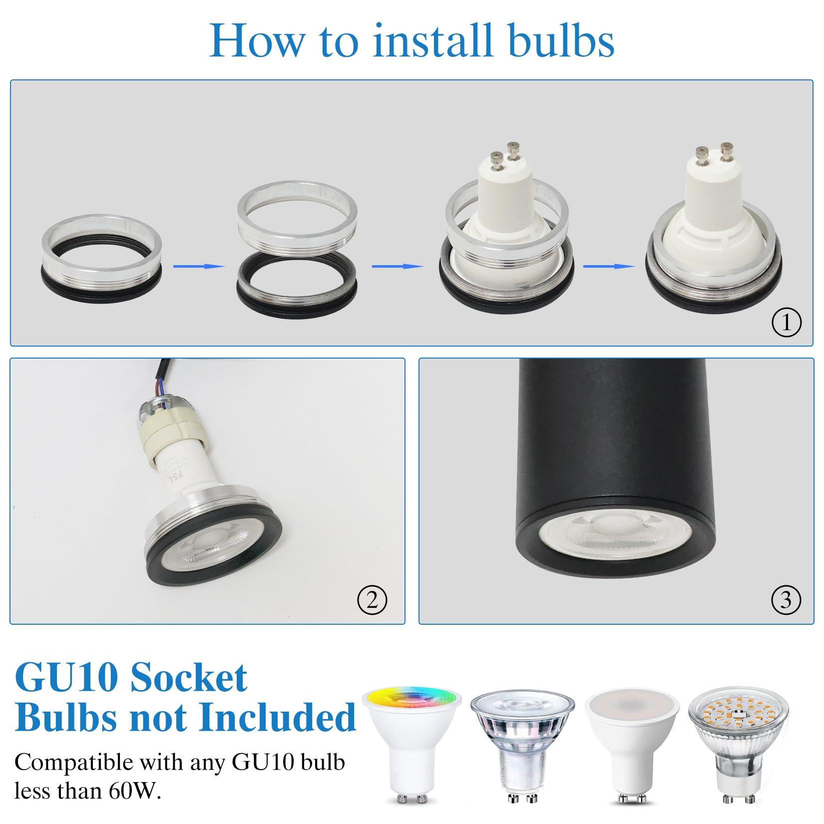 Klighten Pendelleuchte GU10 Zylinder, 2 Flammig Hängelampe, Hängeleuchte Höhenverstellbar Pendellampe für Küche Schlafzimmer Esstisch Wohnzimmer, Schwarz, Ohne Leuchtmittel