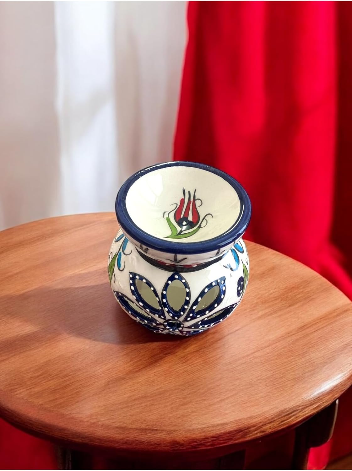 Handmade Ceramic Incense Burner Kütahya Çinisi White, Decorative Incense Holder for Aromatherapy, Home Fragrance - White