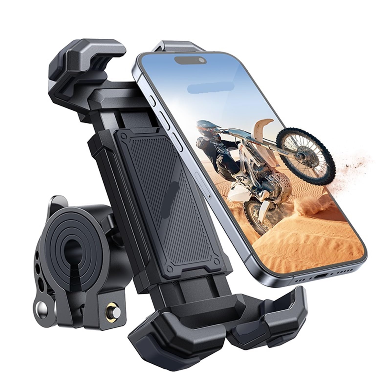 Uchwyt na Telefon Rowerowy Uchwyt na telefon do roweru, uchwyt na telefon do motocykla, ulepszony, regulowany uchwyt na telefon, uchwyt na kierownicę roweru i skutera(Black)