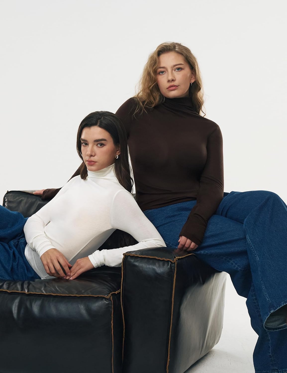 Women's Turtleneck Long Sleeve Merino Wool Blend Shirts Fitted Going Out Tops Basic Tees Cozy Embrace Collection - Image 5