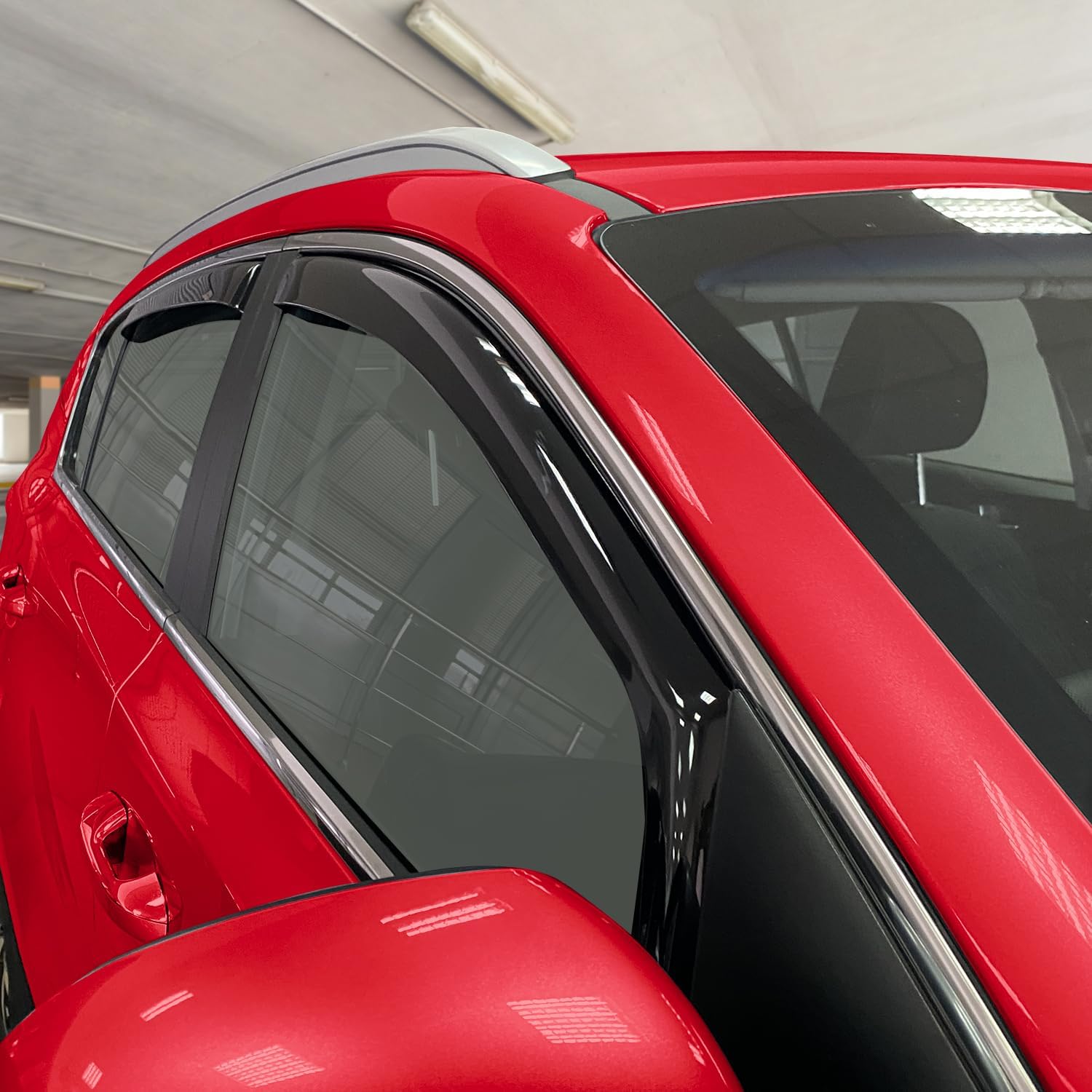 Voron Glass in-Channel Extra Durable Rain Guards for Kia Sportage 2017-2022, Window Deflectors, Vent Visors, 4 Pieces - 200310, Black