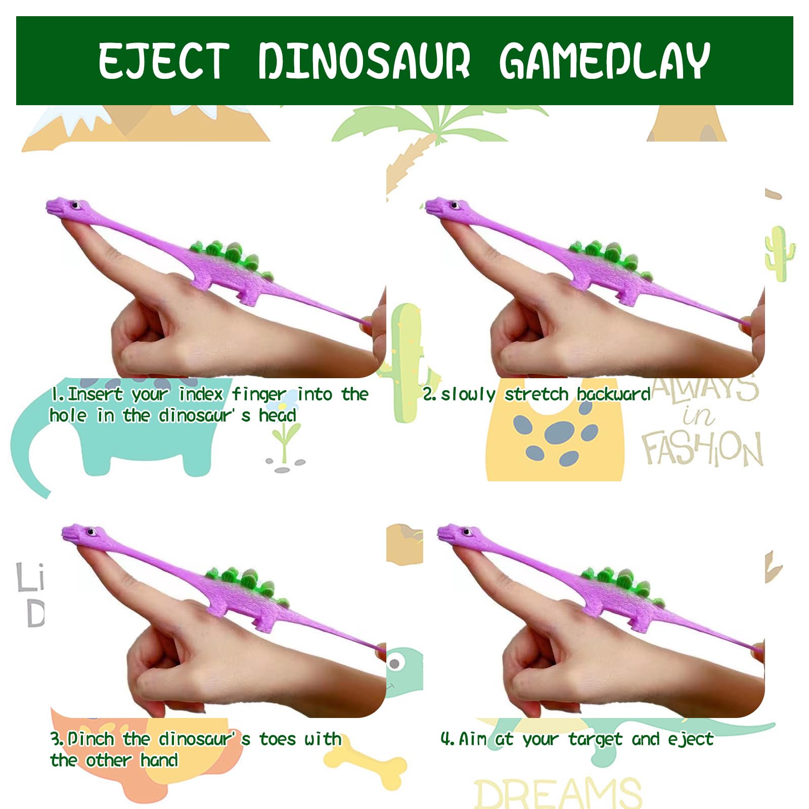 6 Stuks Schietdino Vinger Speelgoed | Mini Rubberen Dino Figuren | Vli