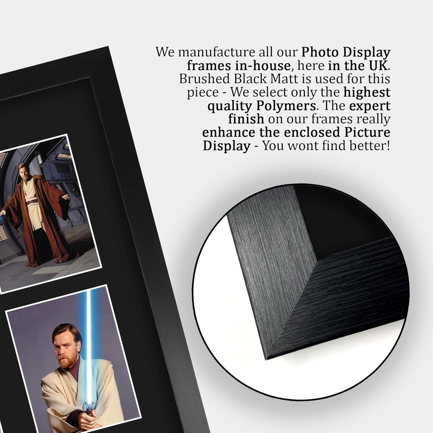 HWC Trading Ewan McGregor Obi-Wan Kenobi Star Wars 16 x 12 inch (A3) Printed Gifts Signed Autograph Presentation Photo Montage Display for TV Show Fans - 16" x 12" Framed