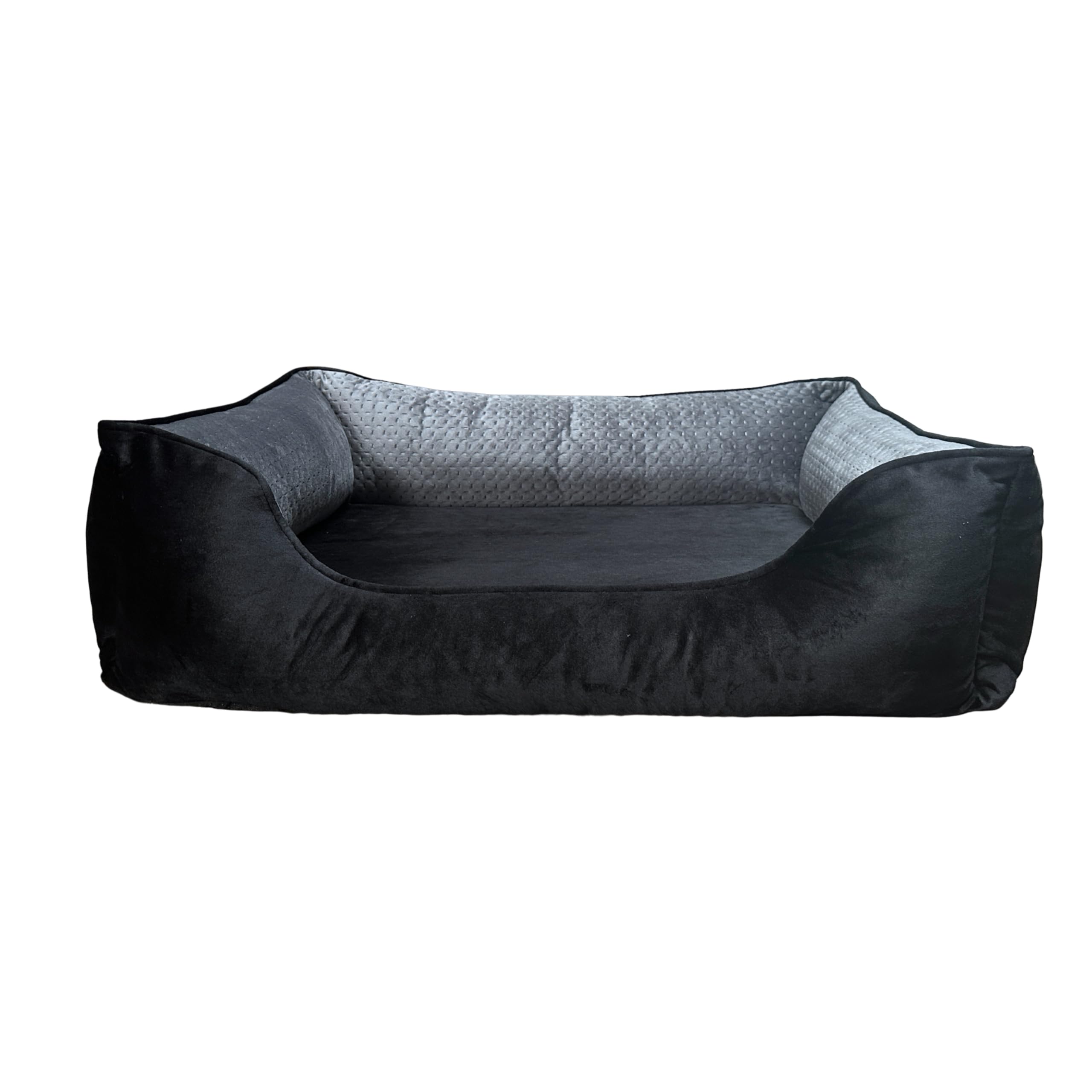 Snoekie weiches Hundebett, wendbares Kissen, Schwarz/Grau, waschbarer Bezug, pflegeleicht, wasserabweisender Kern, XXL 103x85x20 cm große Hunde bis 35 KG + EXTRTA BEZUG