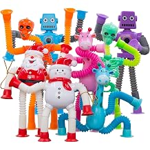 Pop Tubes Robot Fidget Toys , 8Pack Skeleton Fidget Pop Toys Telescopic Suction Cup Toy for Stress and Anxiety Relief, Pop Fidget Toy Pack Stcoking Stuffers Gifts for Kids8 Pack Mixed