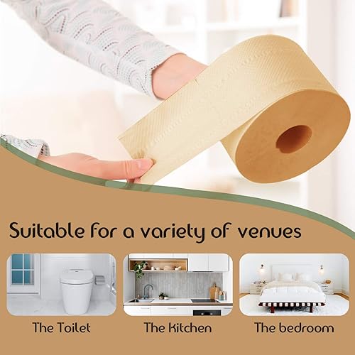 Miniatura 9 de Papel higiénico de bambú, 3 capas, 250 hojas por rollo, paquete de 40, fuerte y flexible, sin árboles, seguro para séptico, natural y suave para un