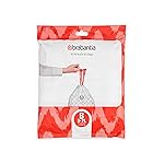 Brabantia PerfectFit Trash Bags (Size B/1.3 Gal) Thick Plastic Trash Can Liners with Drawstring Handles (40 Bags)
