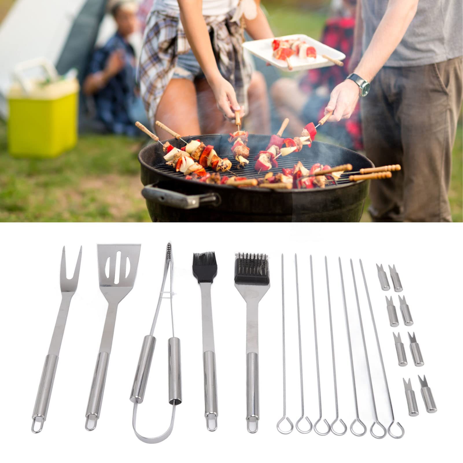 Aluminiowa torba transportowa na przybory do grilla, zestaw 20 sztuk grilla deluxe i zestaw rusztów do grillowania wytrzymałe akcesoria do grilla, akcesoria do grilla do barb