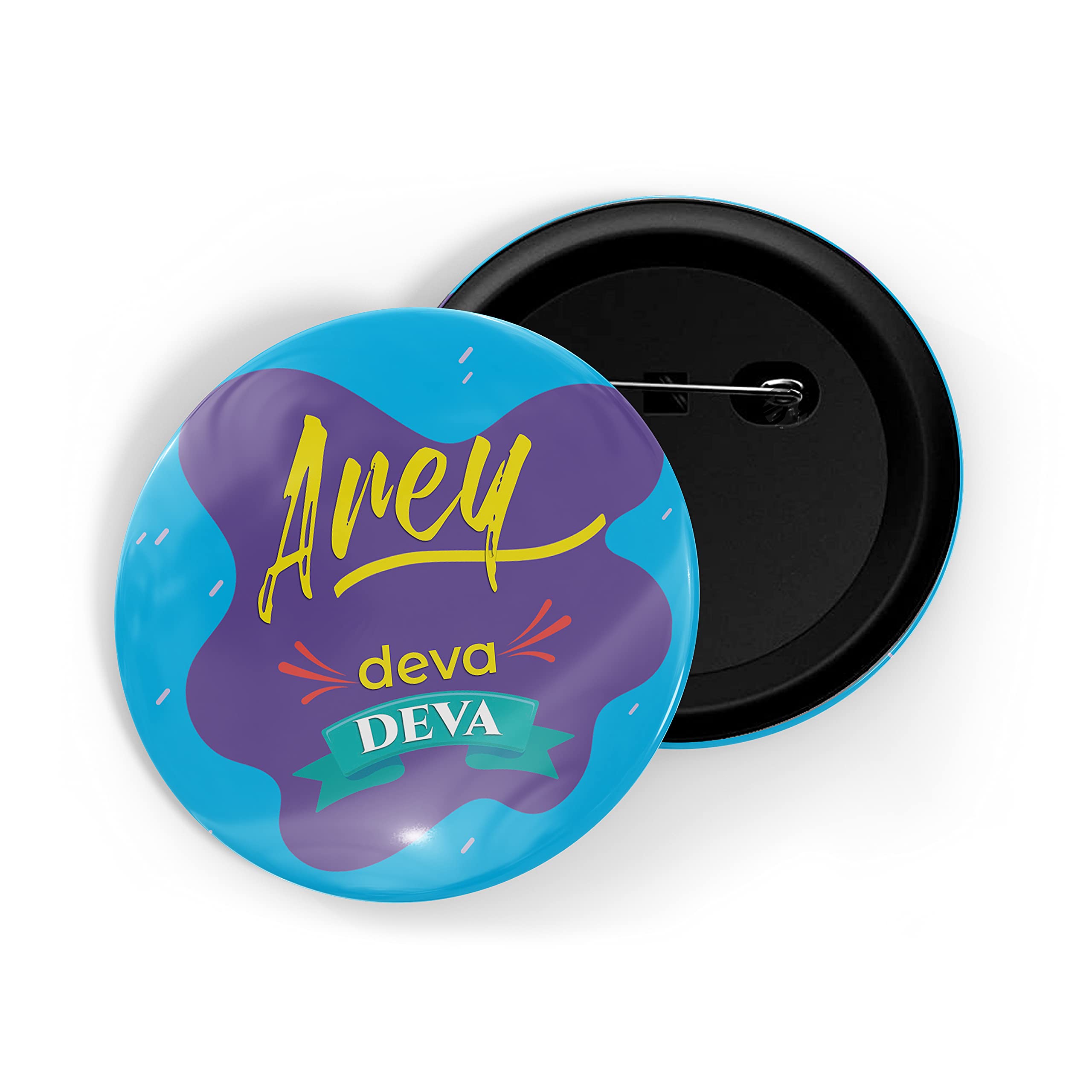 dhcrafts Pin Badges Blue Marathi Arey Deva Deva Glossy Finish Design Pack of 1