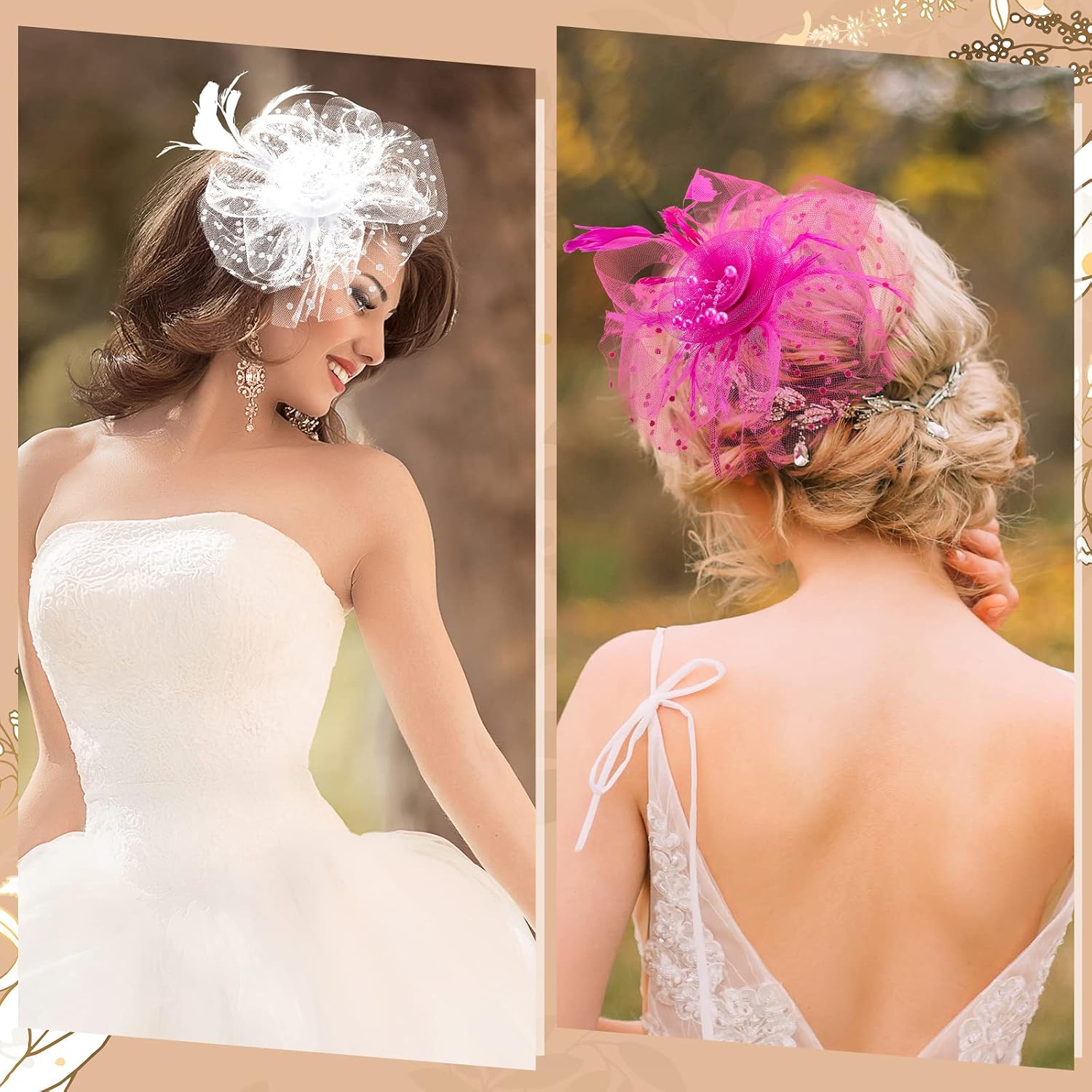 Yunsailing 8 Pcs Fascinators Hats for Women Tea Party Derby Hats Veil Feathers on a Headband and a Clip