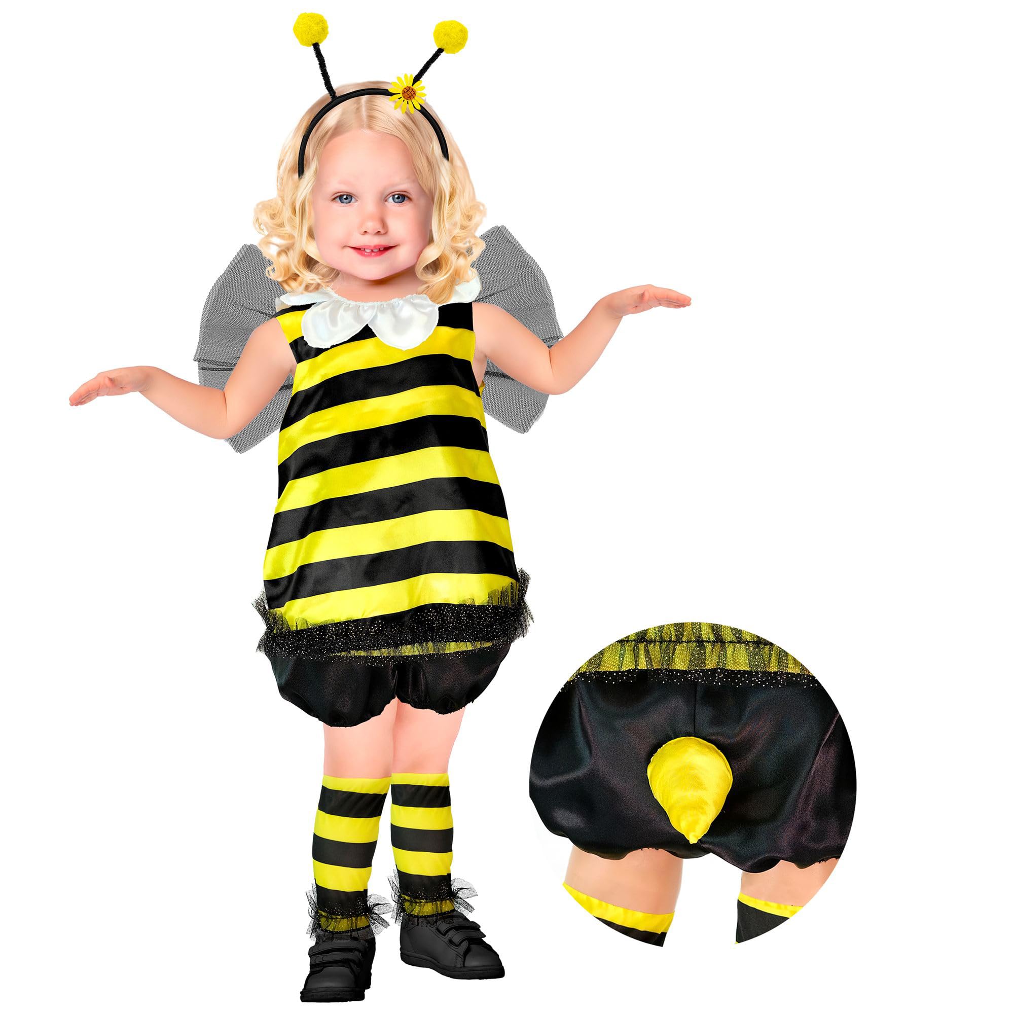 W WIDMANN MILANO Party Fashion 21480 Kinderkostüm Biene Children's Bee Costume, Multicoloured, 104 (EU)