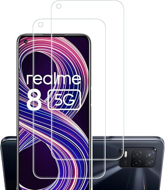 WFTE [2-Pack Screen Protector for OPPO Realme 8 5G,Anti-Scratch,High Transparency,Anti-fingerprint,Bubble-Free,Dust-Free Premium Screen Protector Tempered Glass For OPPO Realme 8 5G