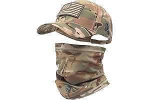 Multicam Gear: Hat with Face Mask, Gaiter, and American Flag Patch
