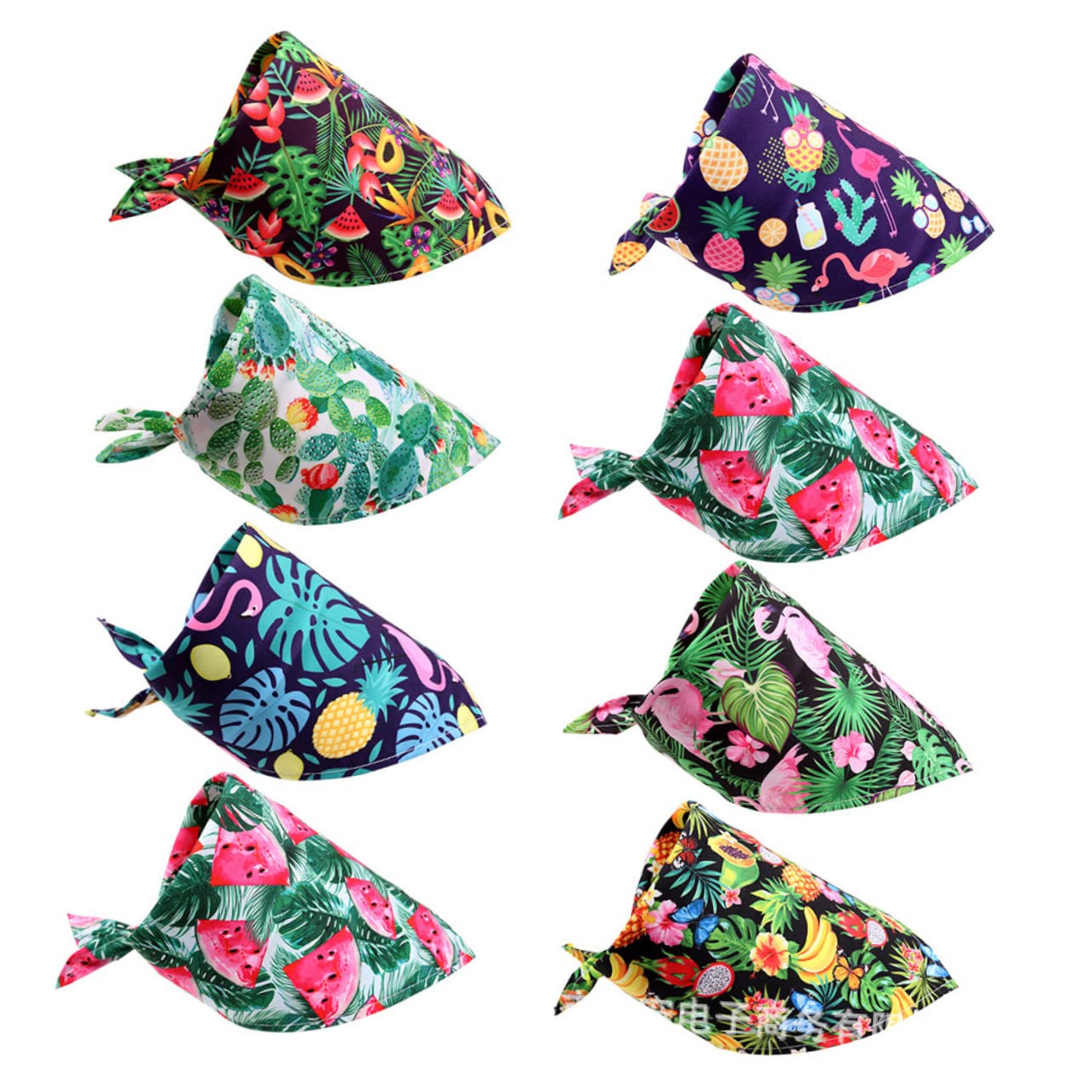 Bandanas pour chiens en coton motif tropical lot de 8 foulards triangulaires animaux