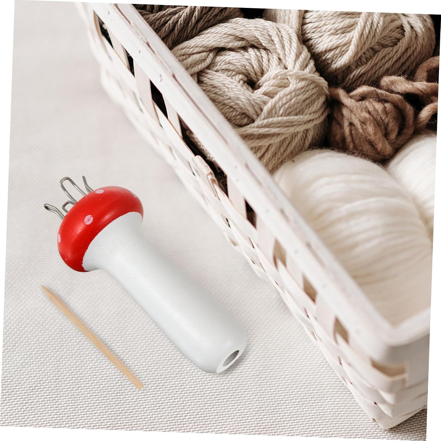 PHENOFICE Mushroom Shaped Knitter Wooden Yarn Braided Knitter for DIY Craft Starter Kit with Handy and Decorative Design