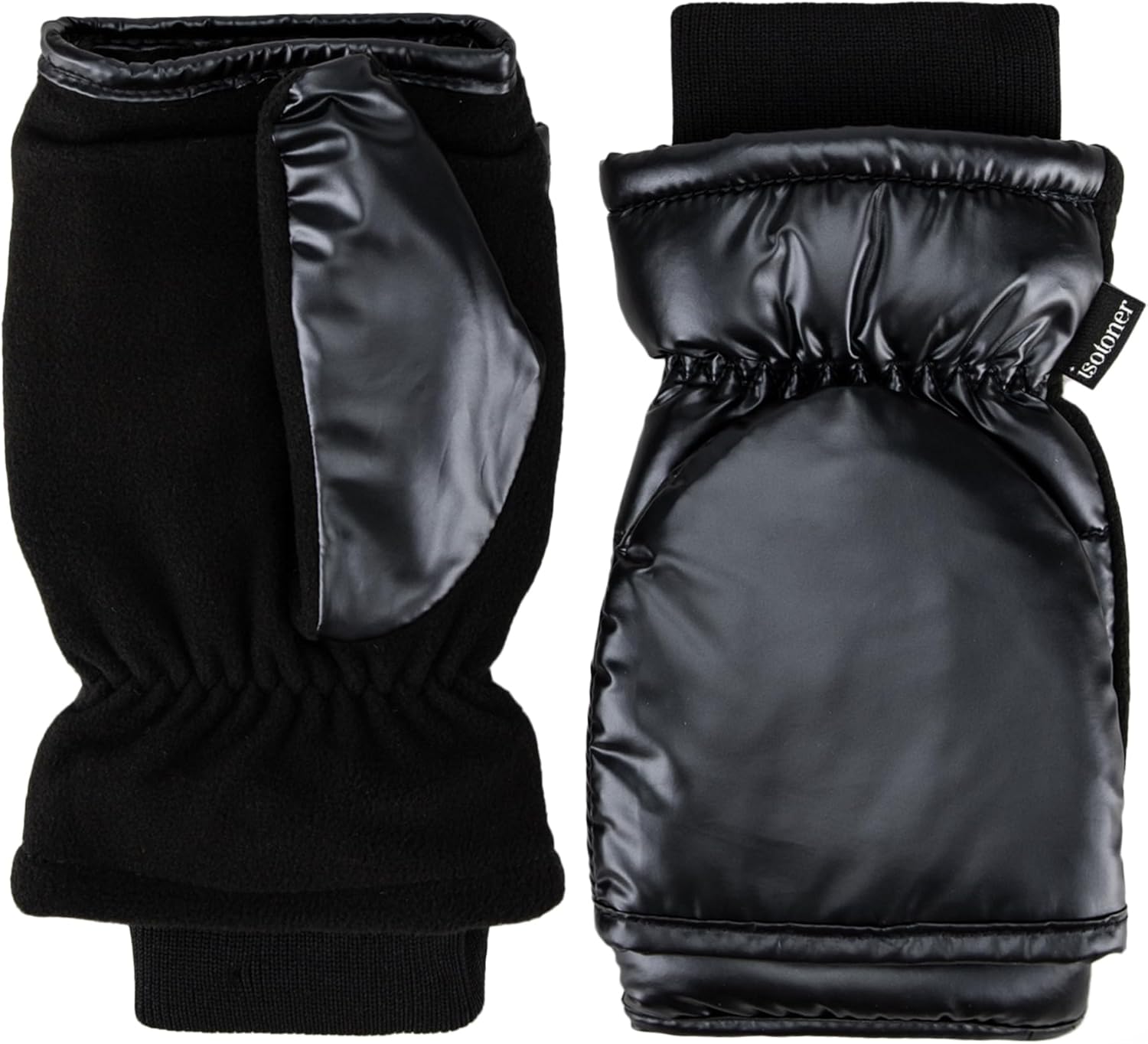 isotoner womens Water Repellent Touchscreen Iridescent Sleekheat Gloves and Flip Top Mittens