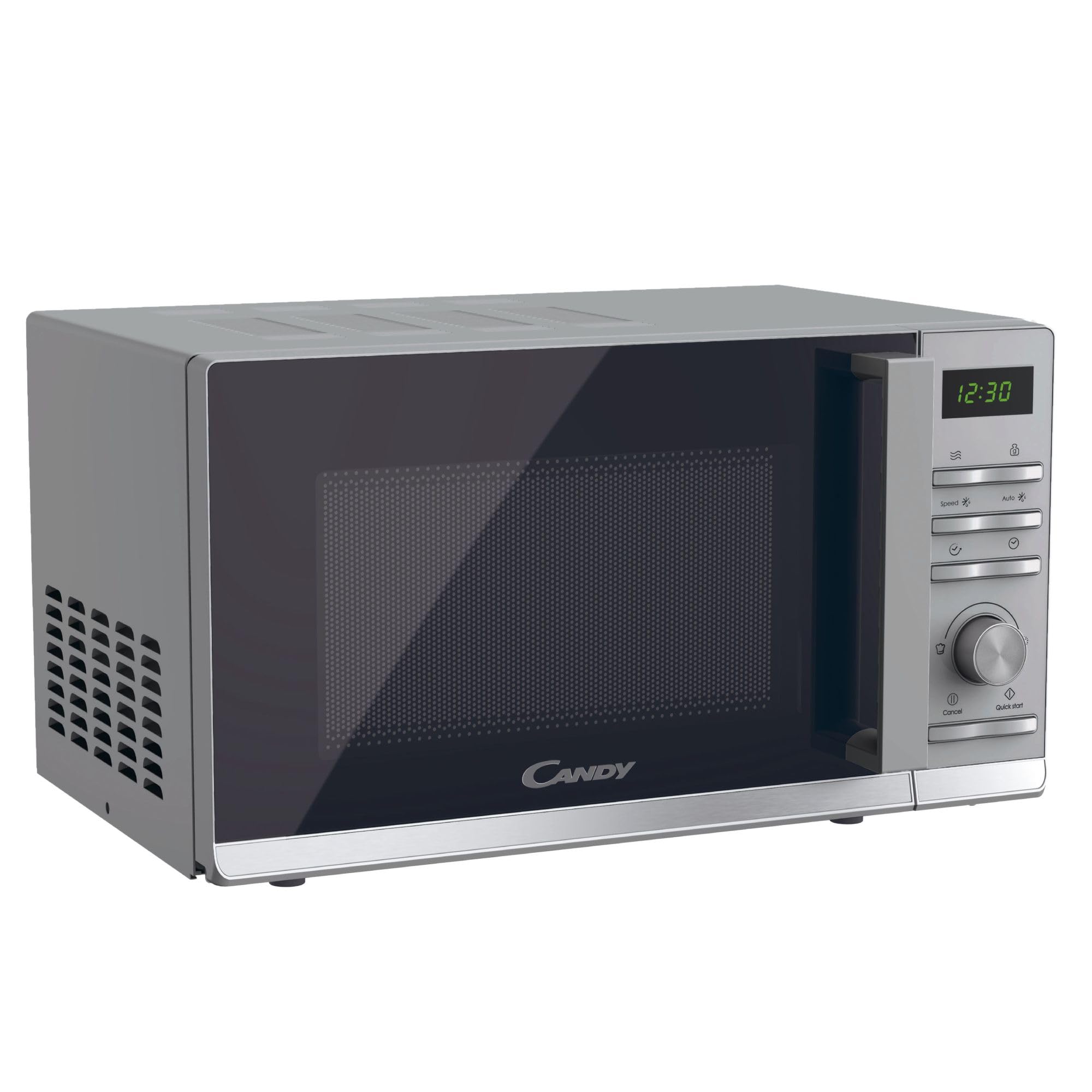 Candy Moderna CMWA23TNDS Four Micro-ondes 900W 23L Digital, Fonction Décongélation, 14 Menus Automatiques, Plateau Tournant en Verre, 11 Niveaux de Puissance, Cuisson Express, Sécurité Enfant, Argent