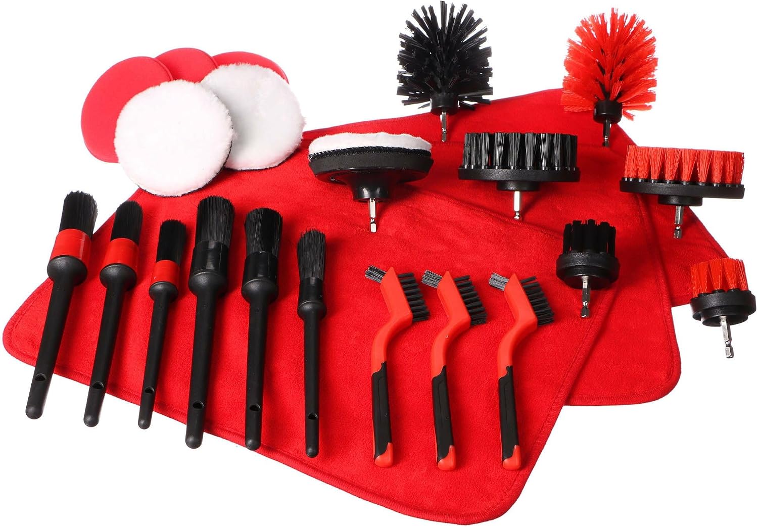 Car Detailing 33 Multifunctional Tool Set for Cleaning and Washing The Car, 33 Pieces, Professional Car Care, for Indoor and Outdoor Use, Car Cleaning Set, Microfibre Cloths & Applicator Pad