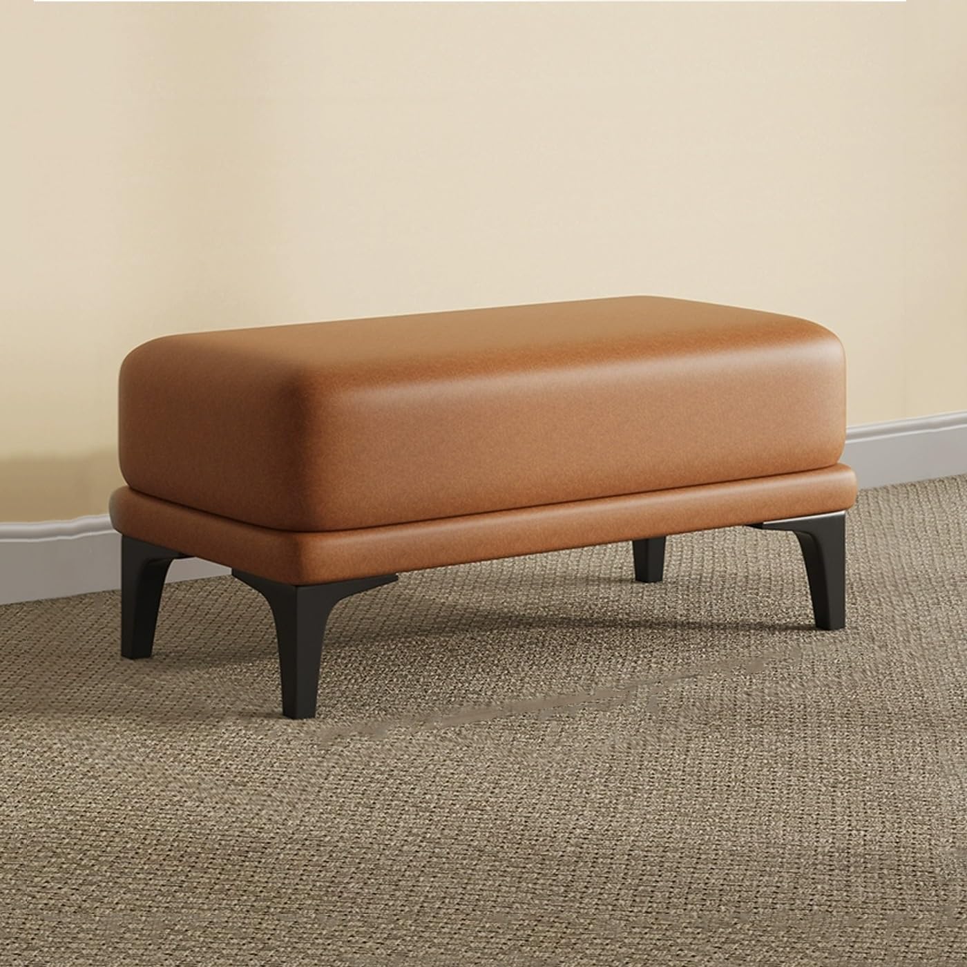 Banc de fenêtre rembourré moderne orange pour repose-pieds et canapé salon
