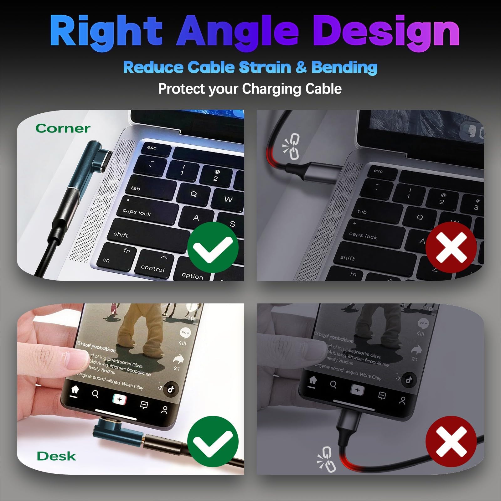 Adapter magnetyczny USB C 90 stopni - 2 sztuki 240 W USB-C adapter magnetyczny 24 pin - wtyczka magnetyczna typu c 80 Gb/s 8K szybkie ładowanie i transmisja danych do laptopa, tabletu