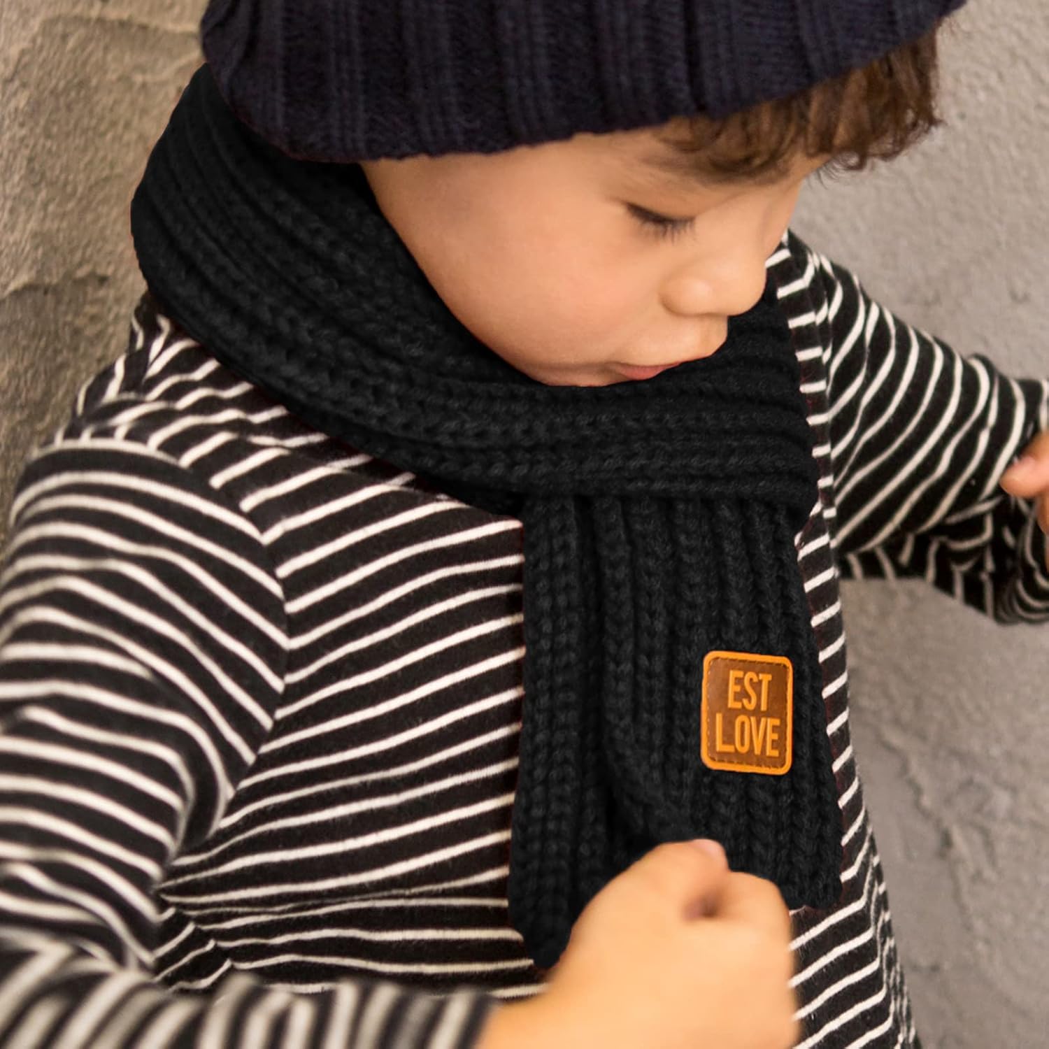 Kids Scarf Winter Children Knit Scarves Wraps Soft Windproof Neck Warmer Girls Boys Toddlers (Black): Clothing, Shoes & Jewelry