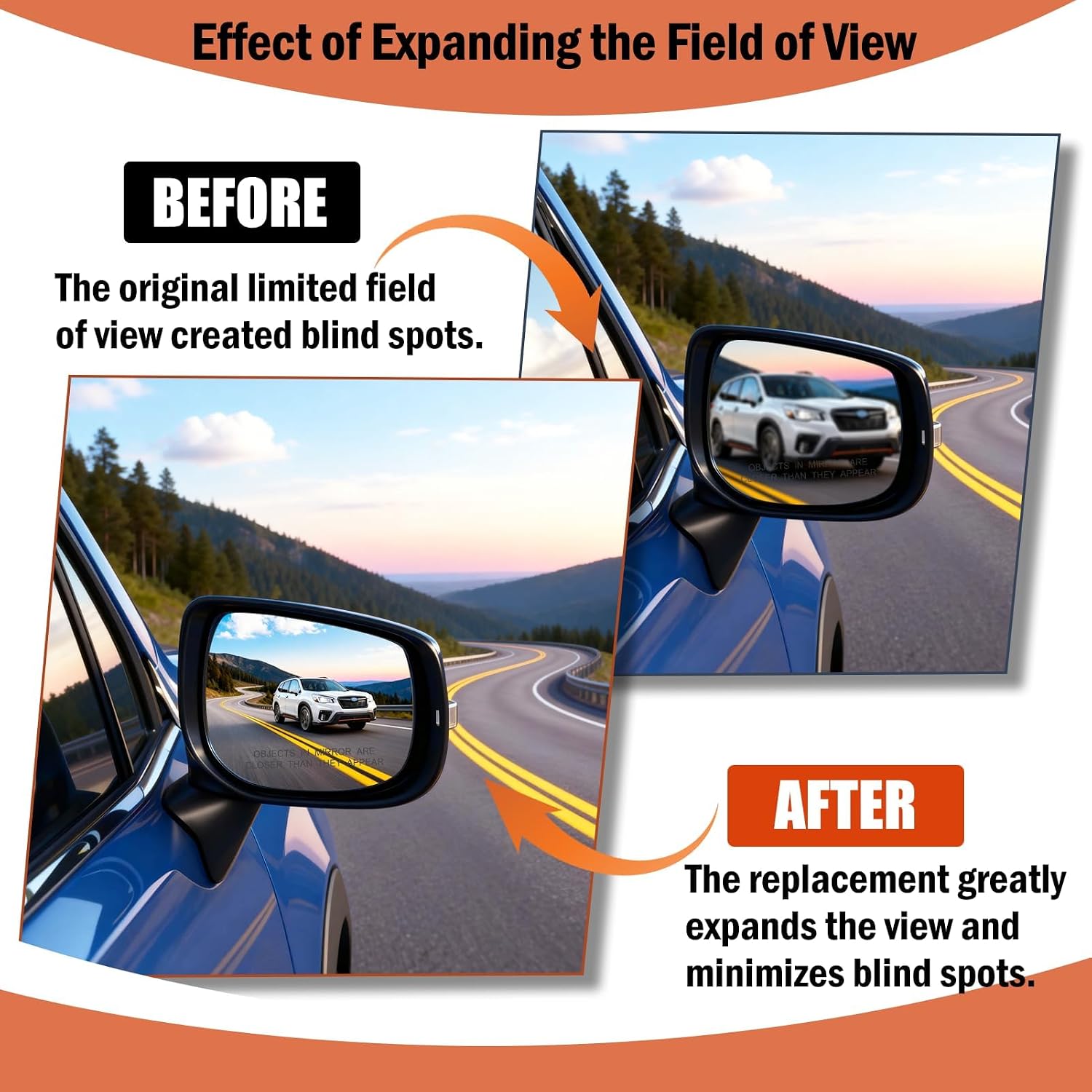 Yumzeco Compatible Subaru Mirror Glass Replacement Forester 2019 2020 2021 2022 2023 2024/Crosstrek 2018 2019 2020 2021 2022 2023,91039SJ070 Passenger Side Crosstrek Mirror with Power Heated-Right
