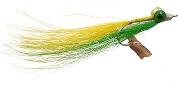 Clouser Minnow Fishing Flies - Green & Yellow - Mustad Signature Duratin Fly Hooks - 6 Pack