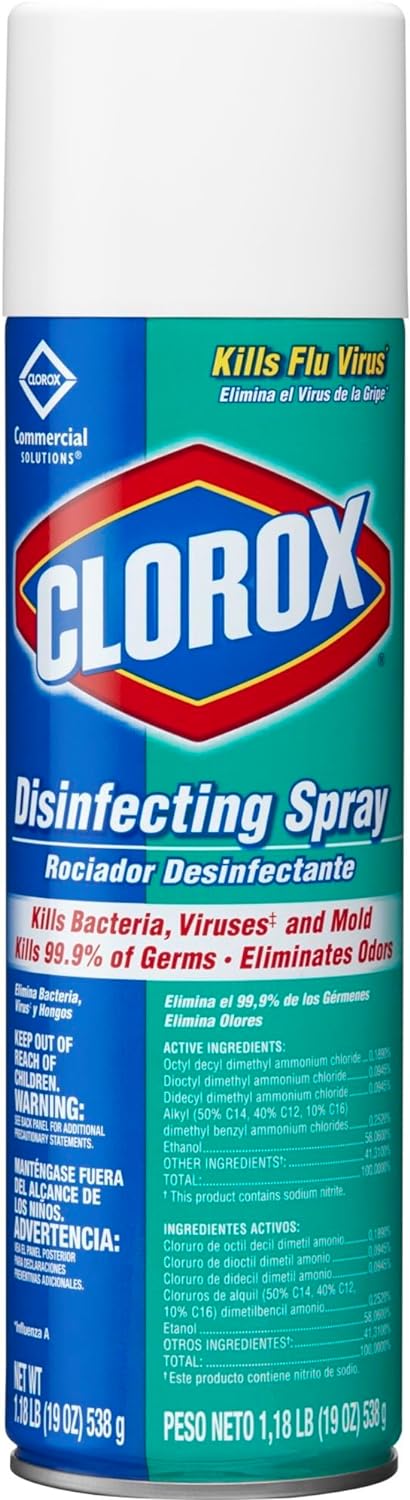 Clorox Disinfecting Spray Multi-Surface Cleaner, Kill Bacteria, Viruses and Mold, Eliminate Odors, 19 Oz - 12 Pack