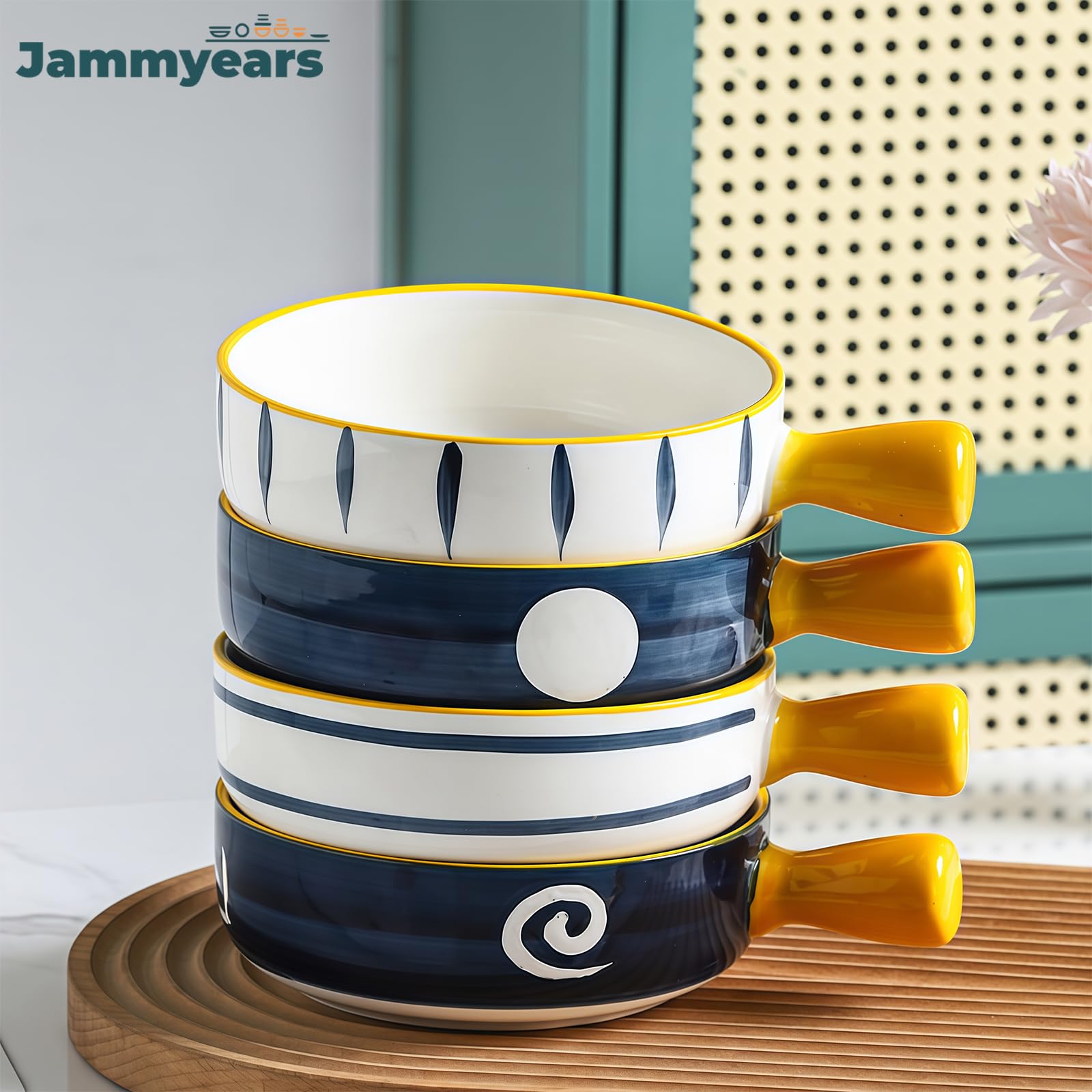 Miska do zupy z uchwytami, ceramiczny kubek do zupy cebulowej, 600 ml, nadaje się do kuchenki mikrofalowej i zmywarki, idealna do francuskiej zupy cebulowej i bulionów, zestaw 2 szt