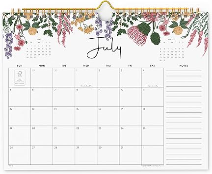 Cabbrix 2026 calendar, 18 Months 2026 wall Calendar 11"x8.5" Runs From July 2026 - December 2027, Twin-Wire Binding, Hanging Hook, Floral Design
