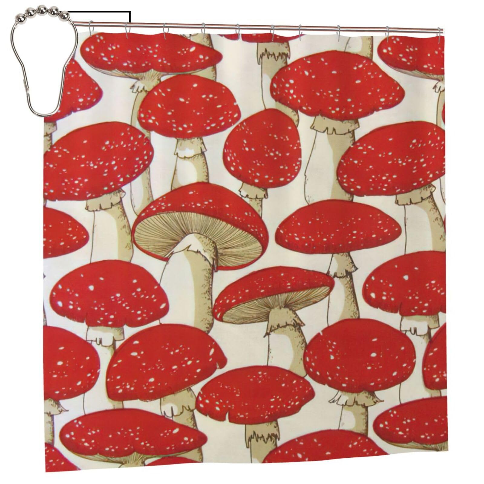 Rideau de douche champignon avec 12 oeillets inoxydables 183 cm